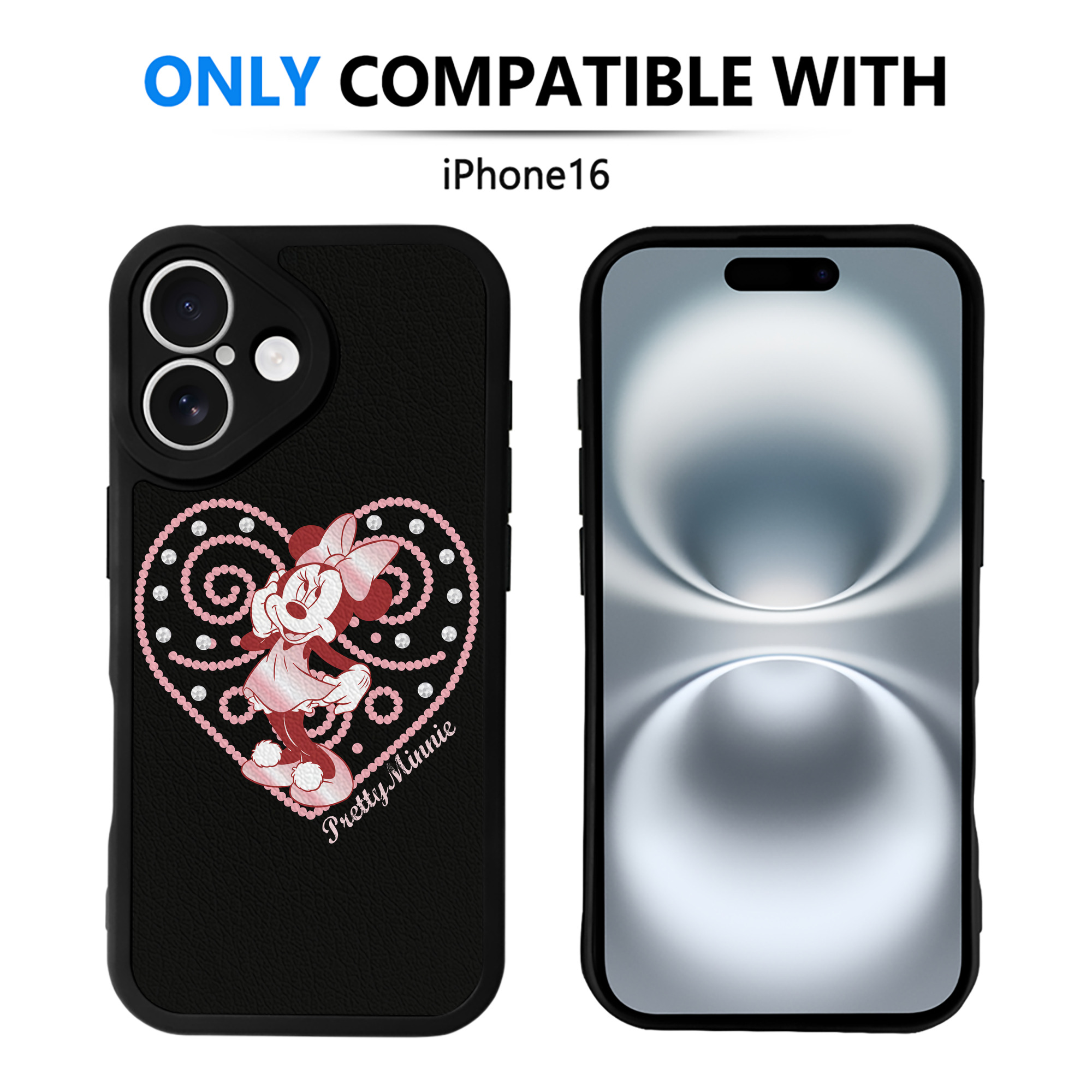 （画像用） ミッキーマウス Mickey Mouse 【iPhone 16シリーズ対応】シリコンスマホケース（レザー調） 材質：シリコン